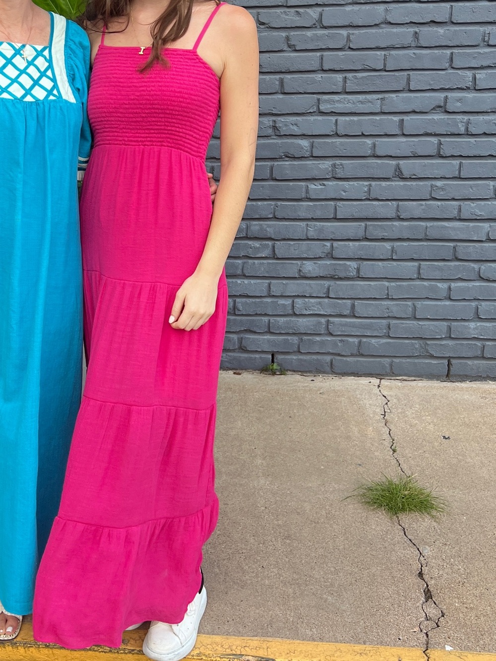 mittoshop Hot Pink Maxi Dress with Smocked Bodice